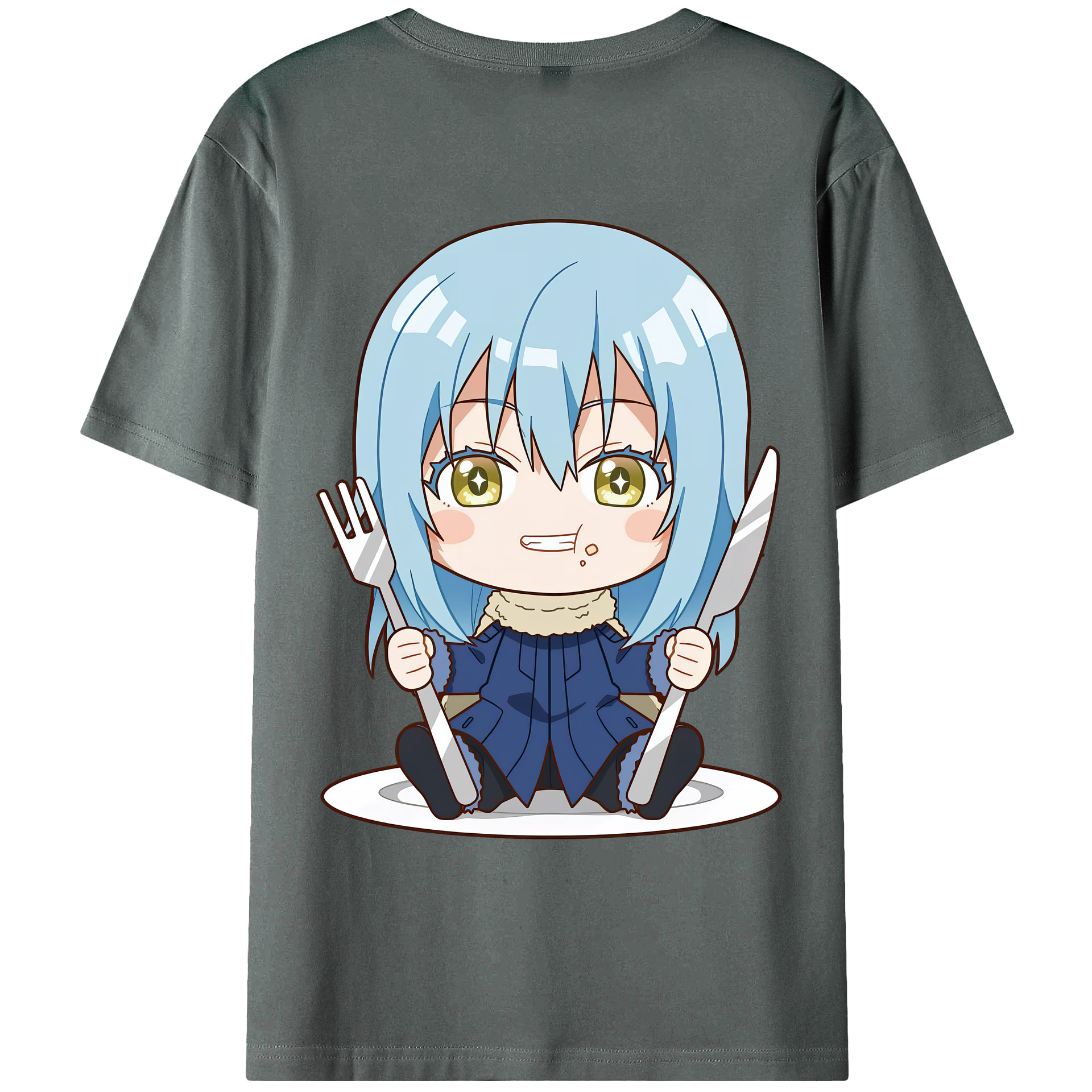 （画像用） 転スラ Regarding Reincarnated to Slime 綿100％ メンズ半袖Tシャツ（バックプリント） 通気性